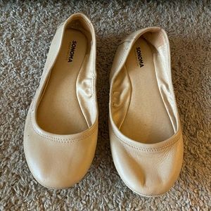 Cream leather ballet flats